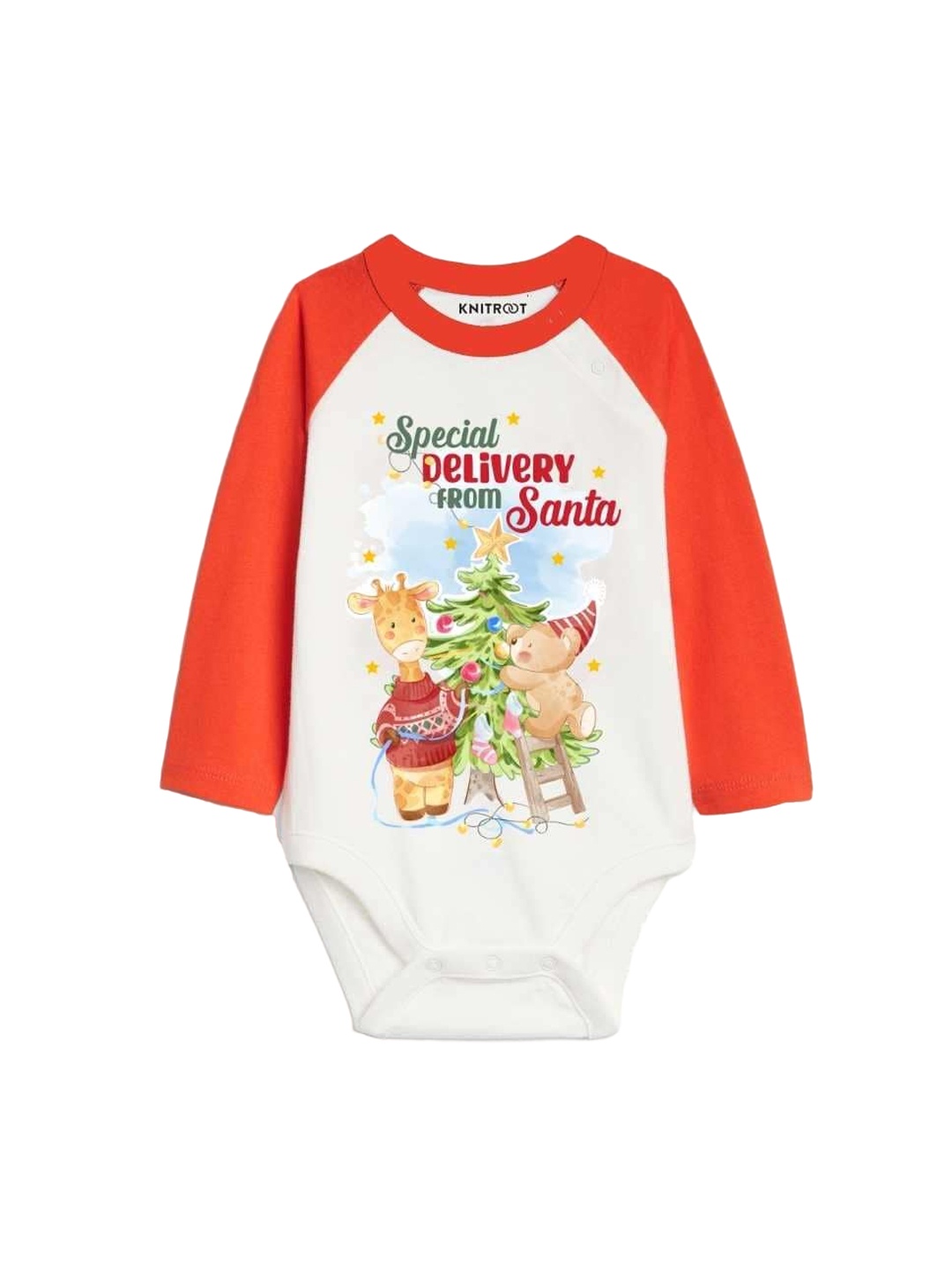 

KNITROOT Infants Kids Printed Bodysuit, White