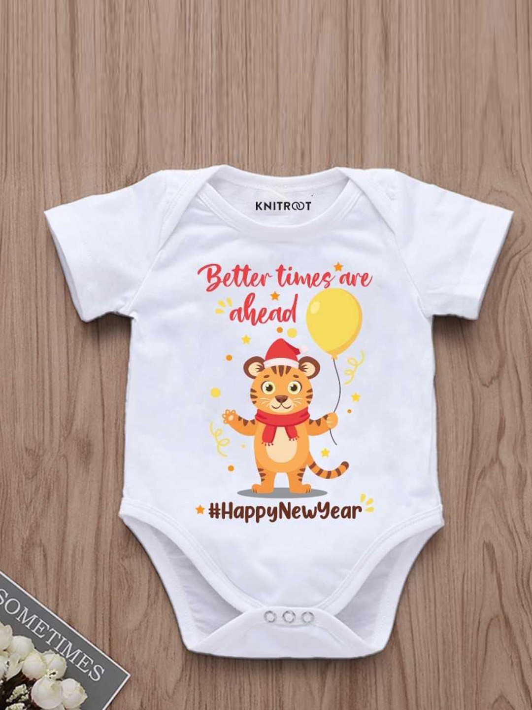 

KNITROOT Infants Kids Printed Bodysuit, White
