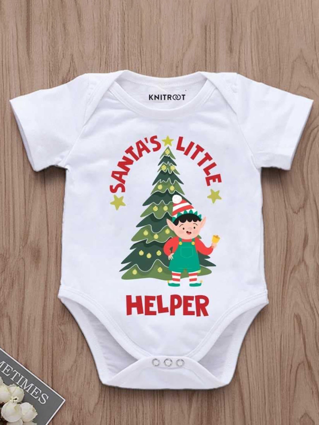 

KNITROOT Infants Kids Printed Bodysuit, White