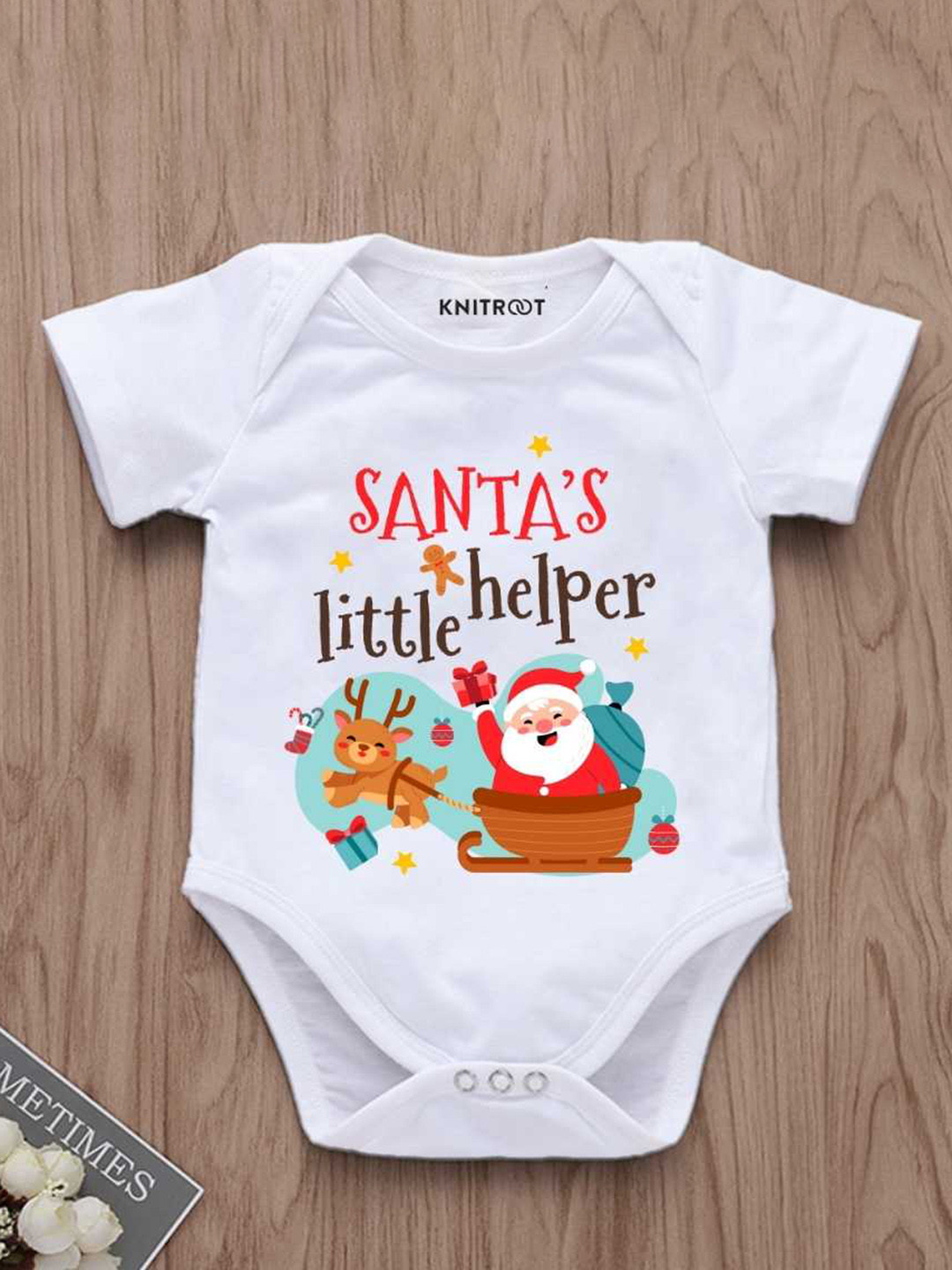

KNITROOT Infants Graphic Printed Cotton Bodysuit, White