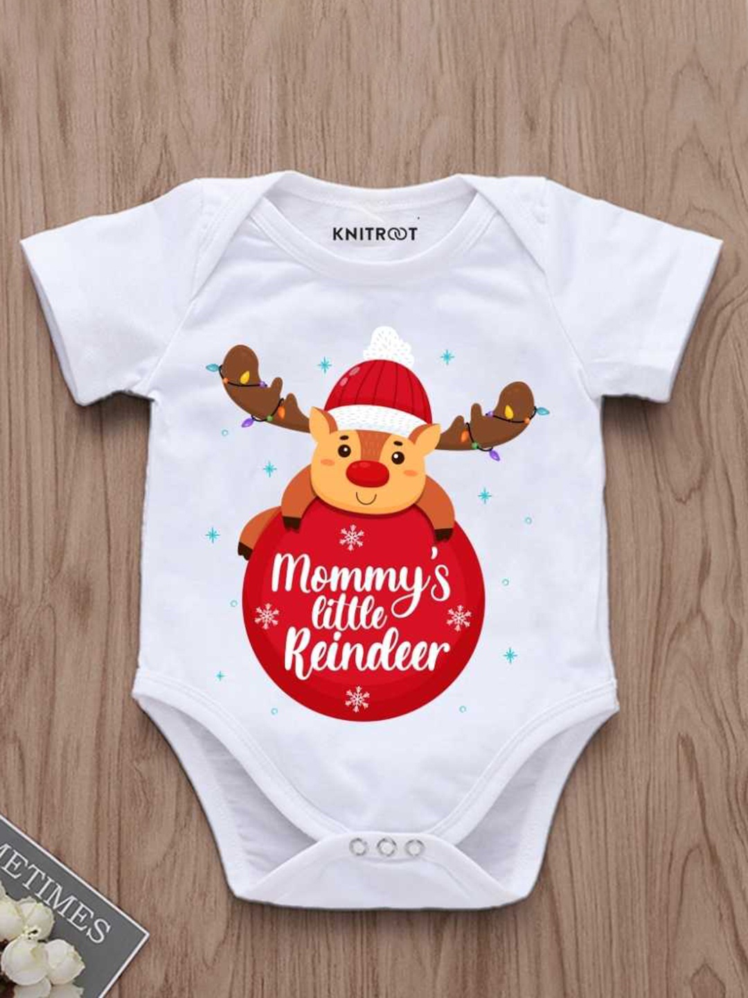 

KNITROOT Infants Graphic Printed Cotton Bodysuit, White