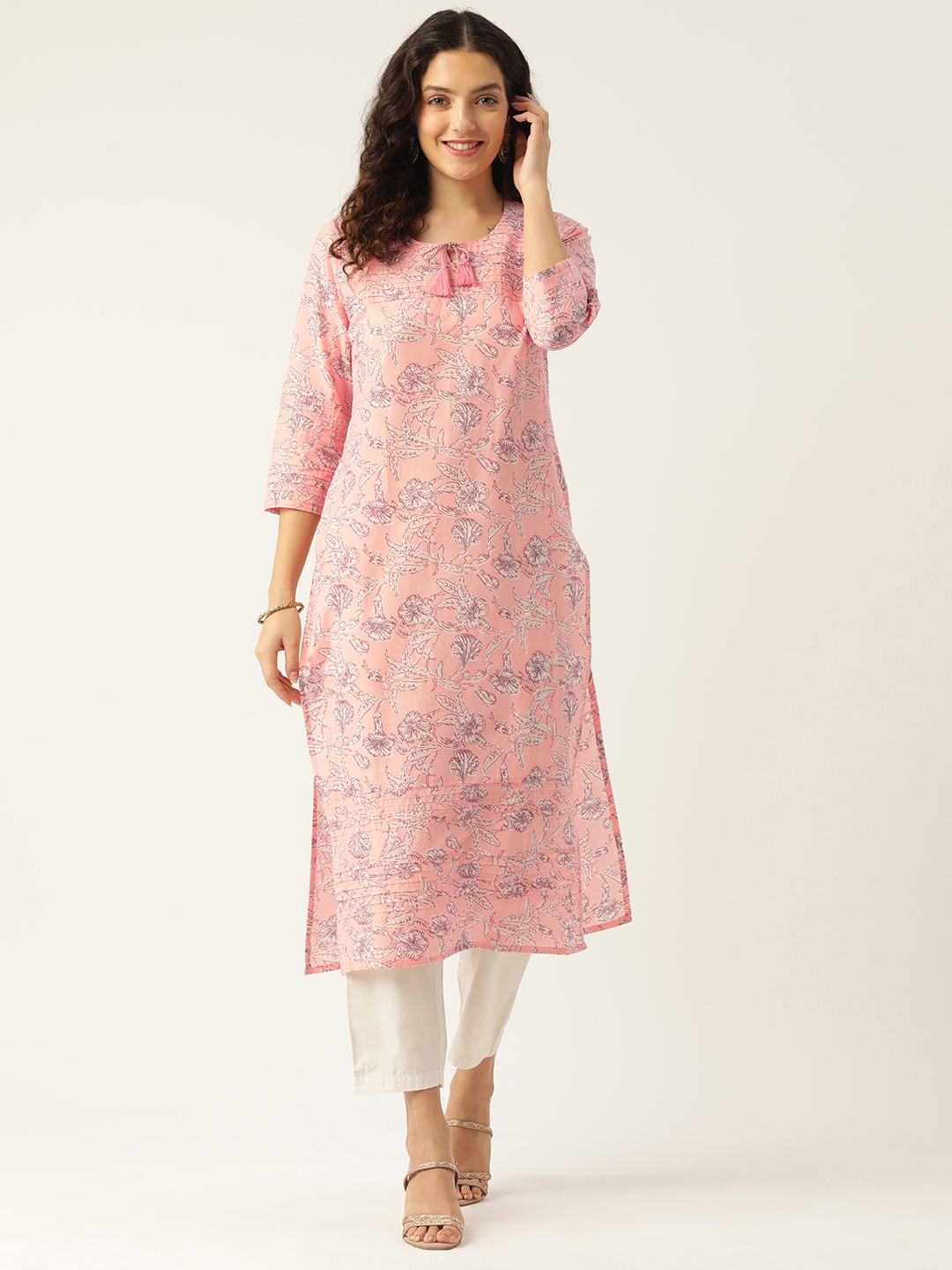 

Rue Collection Women Floral Printed Kurta, Pink