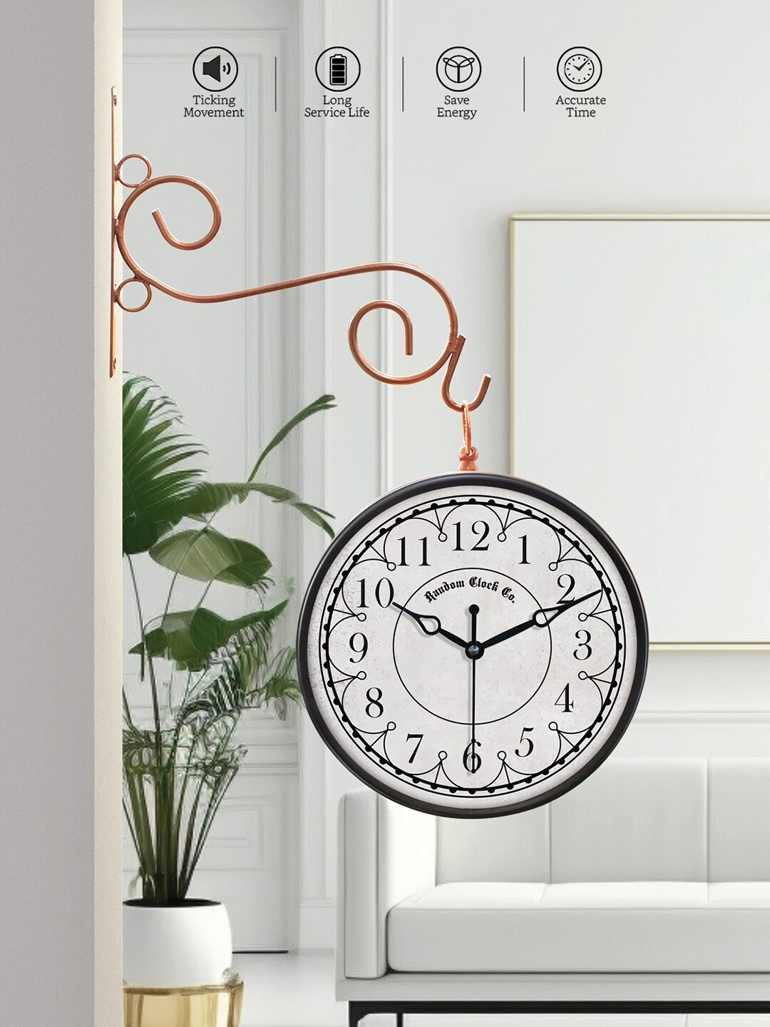 

RANDOM White & Black Double Sided Analogue Metal Vintage Wall Clock