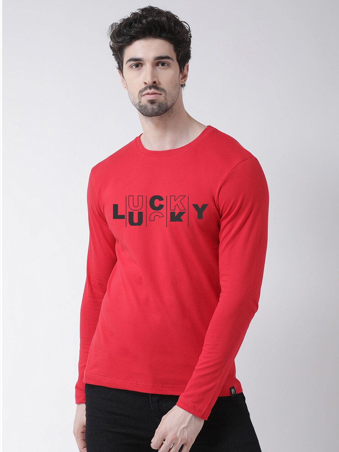 

Friskers Typography Printed Pure Cotton Slim Fit T-shirt, Red