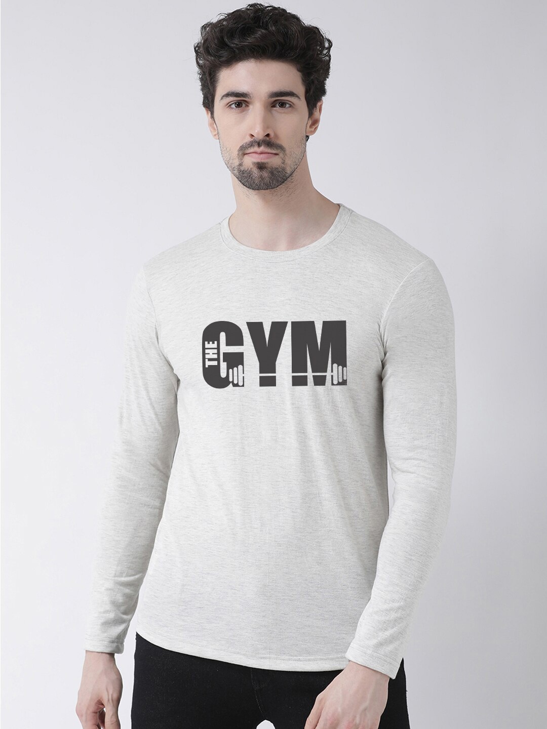Friskers Typography Printed Pure Cotton Slim Fit T-shirt, Grey