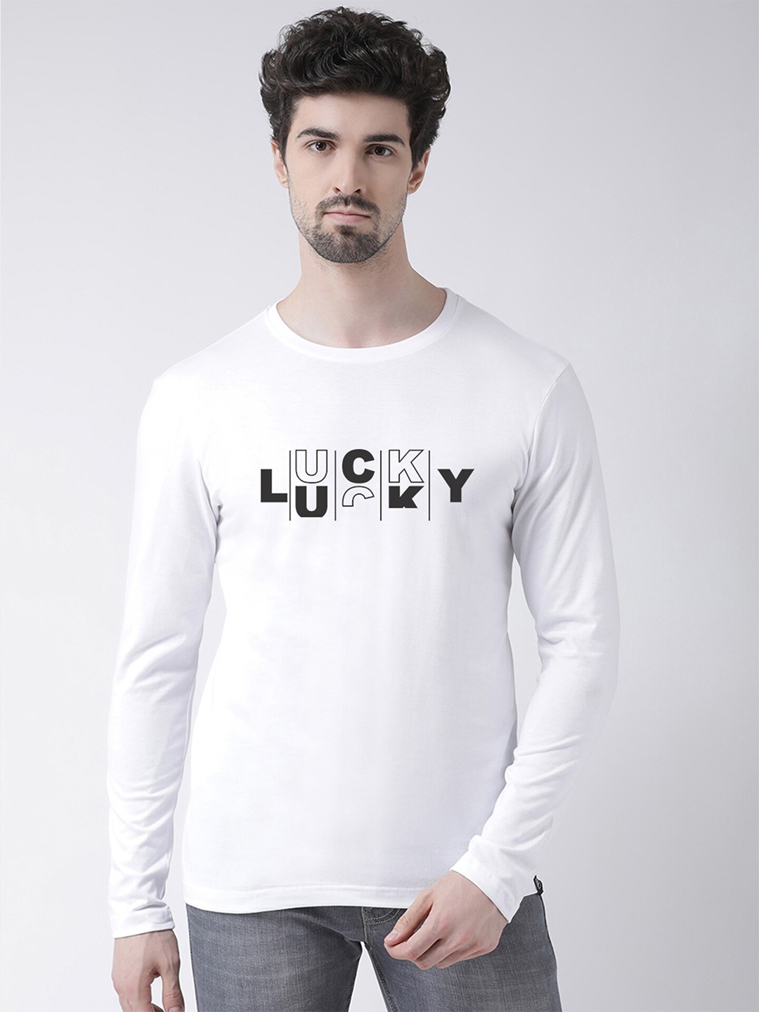 Friskers Typography Printed Pure Cotton Slim Fit T-shirt, White