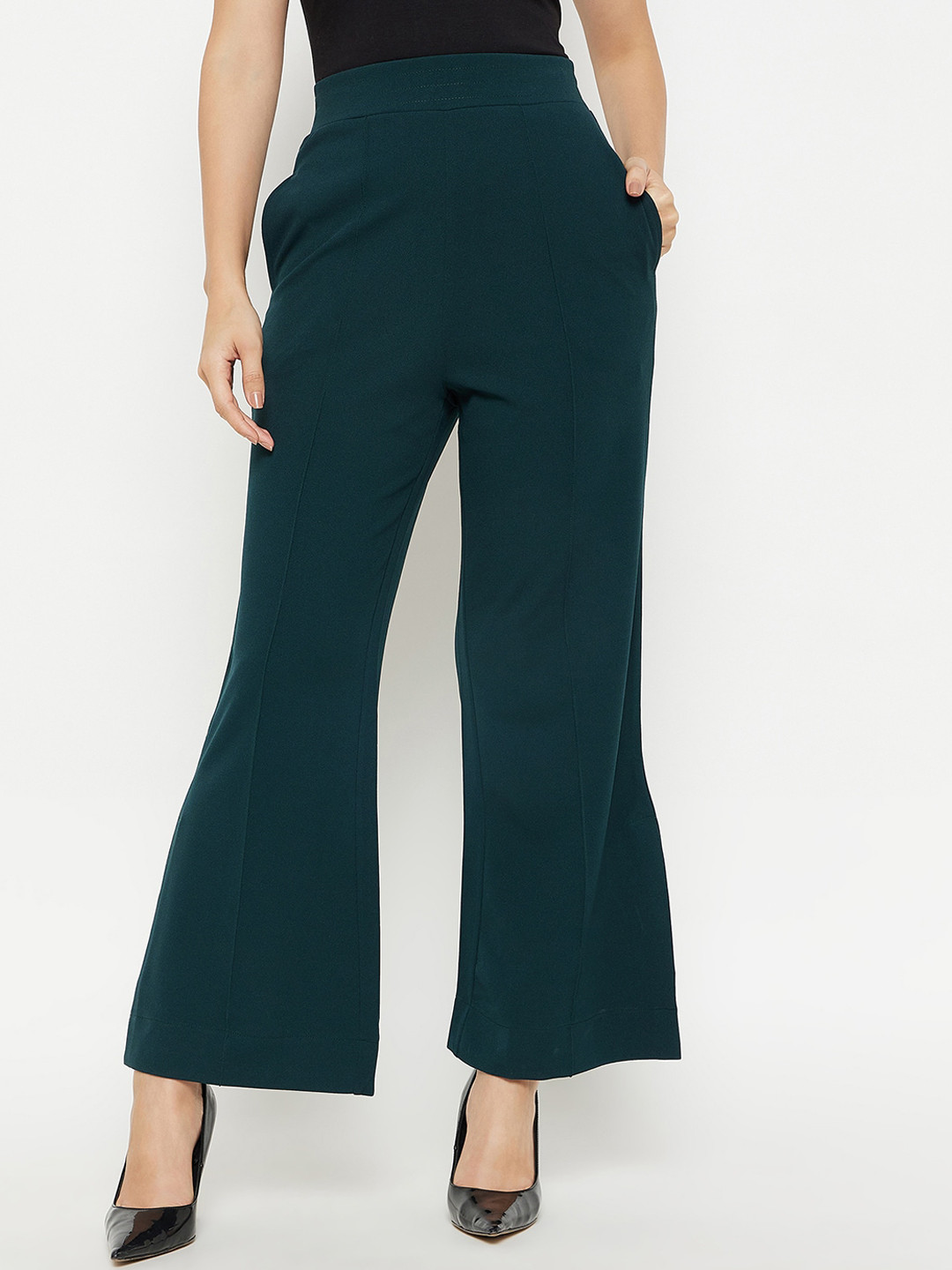 

Madame Women Mid-Rise Culottes Trousers, Green