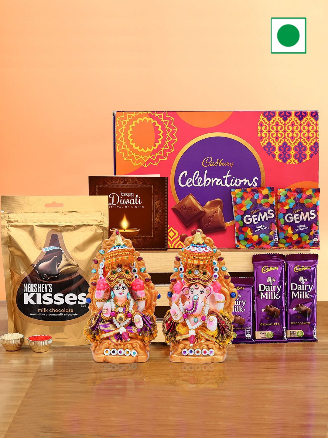 

TIED RIBBONS Diwali Gift Hamper Chocolates With Laxmi & Ganesh Idol Statue, Purple