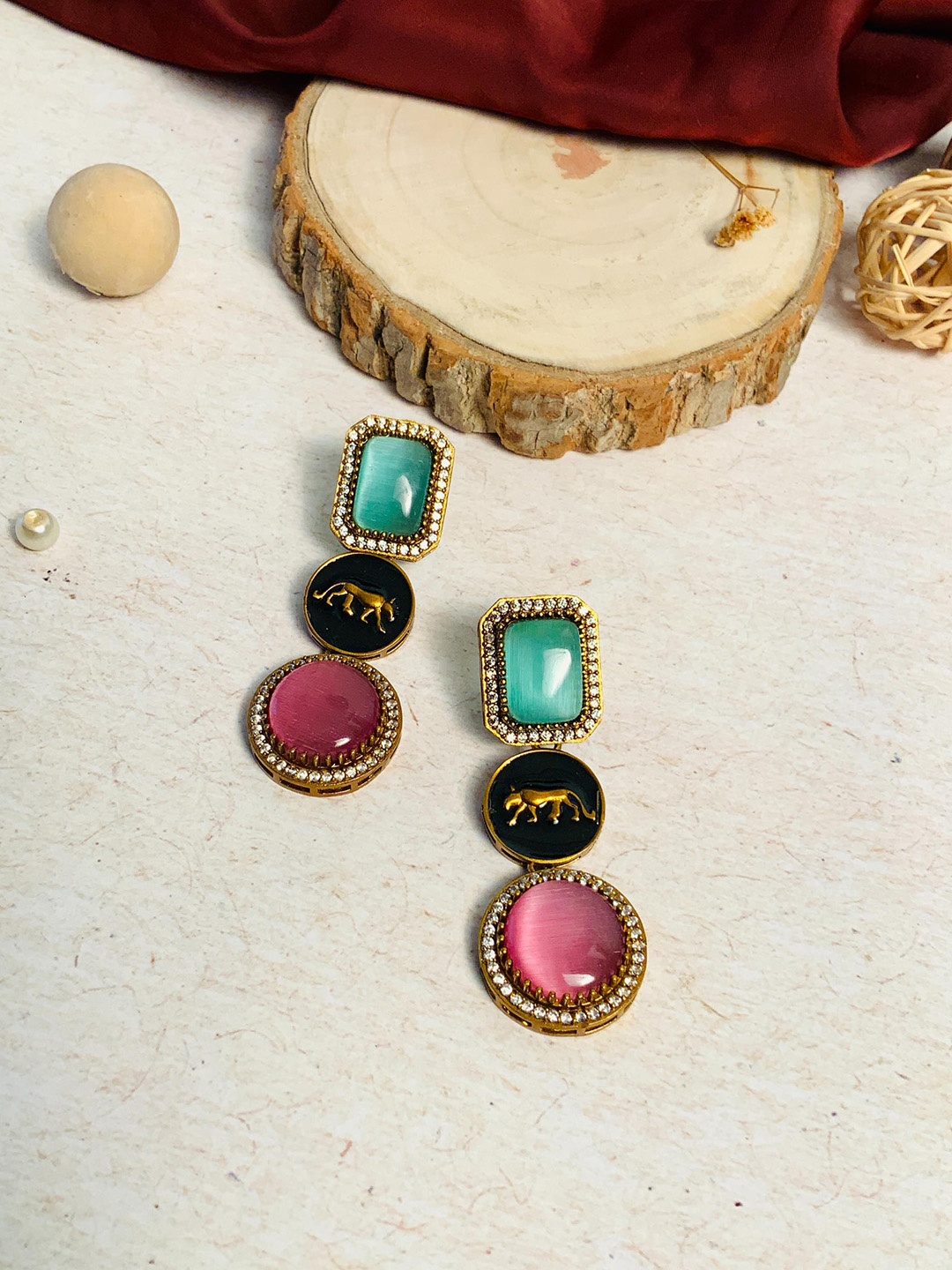 

ABDESIGNS Gold-Plated Contemporary Drop Earrings
