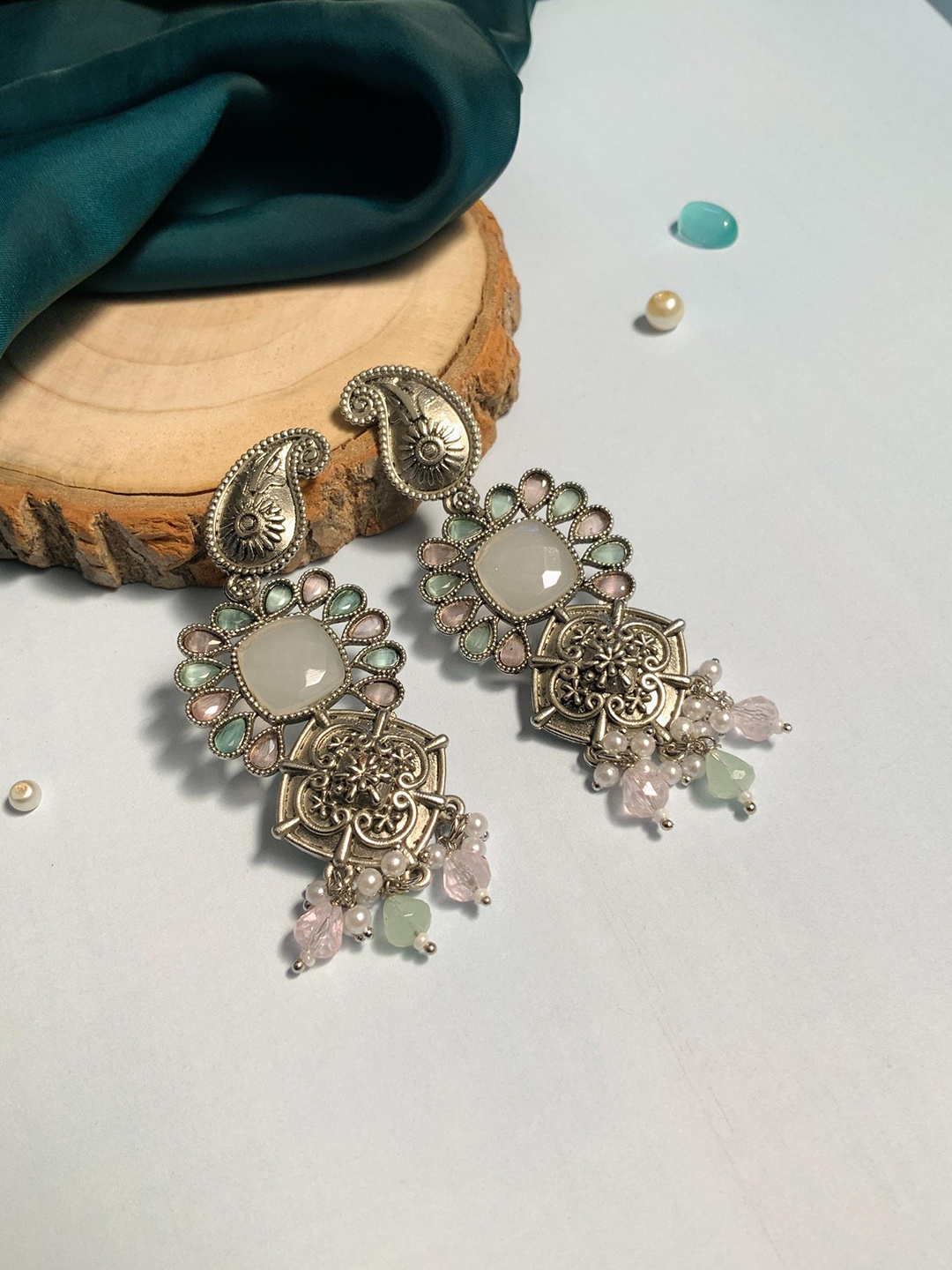

ABDESIGNS Silver-Plated Contemporary Drop Earrings