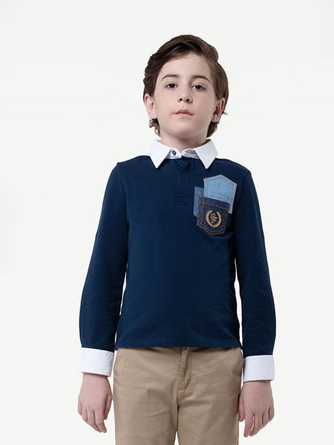

One Friday Boys Polo Collar T-shirt, Navy blue