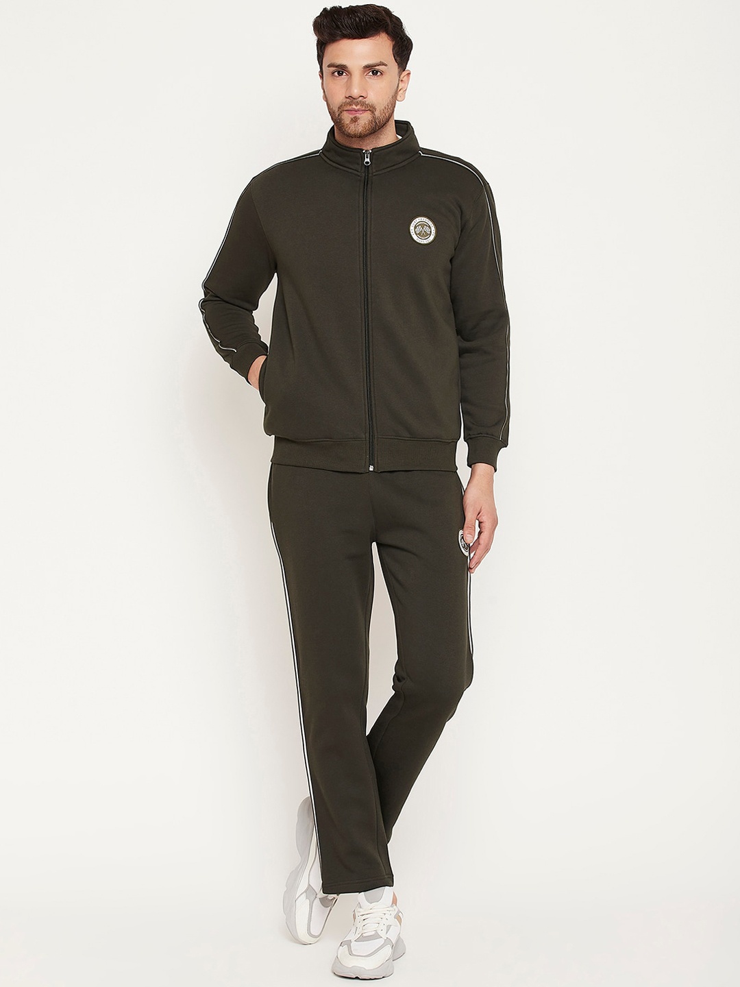 

Duke Brand Logo Mock Collar Long Sleeve Fleece Tracksuits, Green