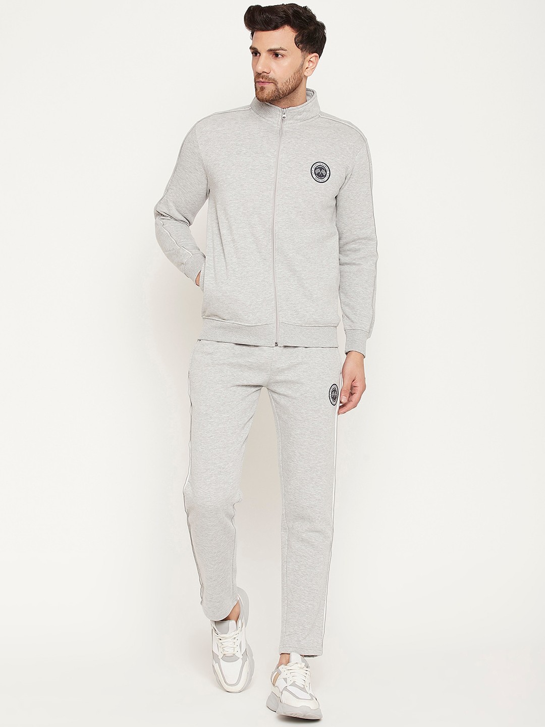 

Duke Mock Collar Long Sleeve Fleece Tracksuit, Grey