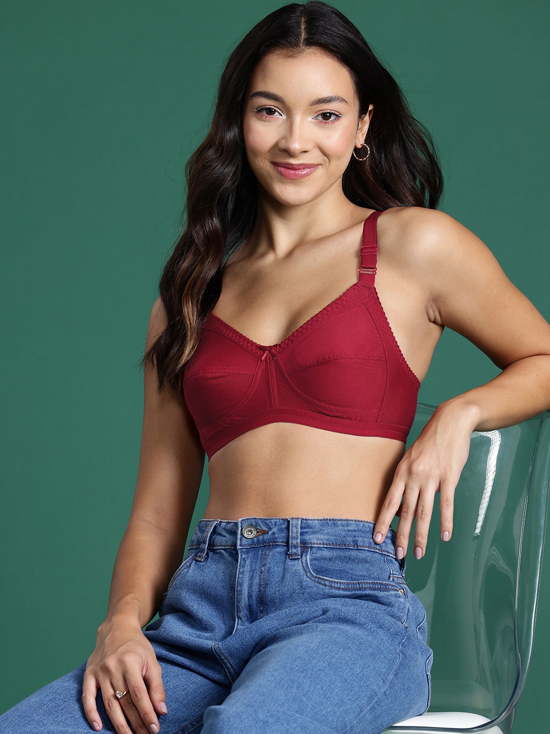 

DressBerry Non Padded Full Coverage Bra, Maroon