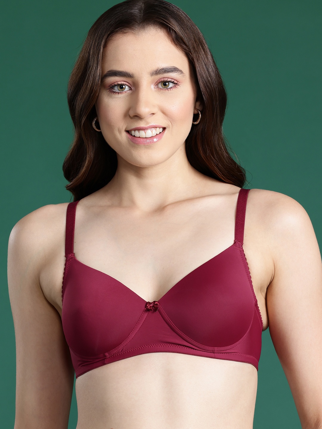 

DressBerry Solid Bra - Full Coverage Lightly Padded, Maroon