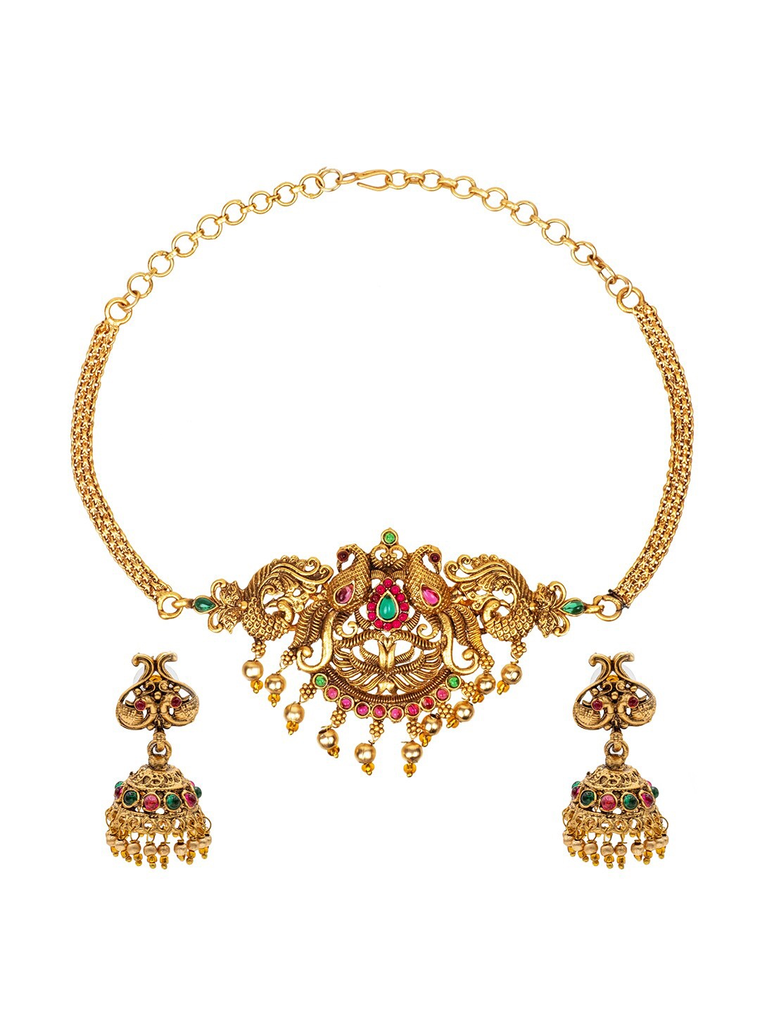 

Shining Jewel - By Shivansh Gold Plated CZ Studded Necklace & Earrings