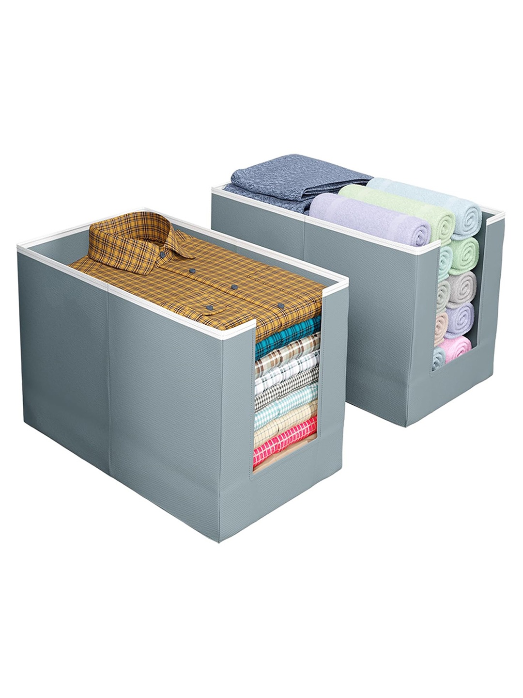 

Kuber Industries Grey 2 Pieces Non-Woven Shirt Stacker Organisers