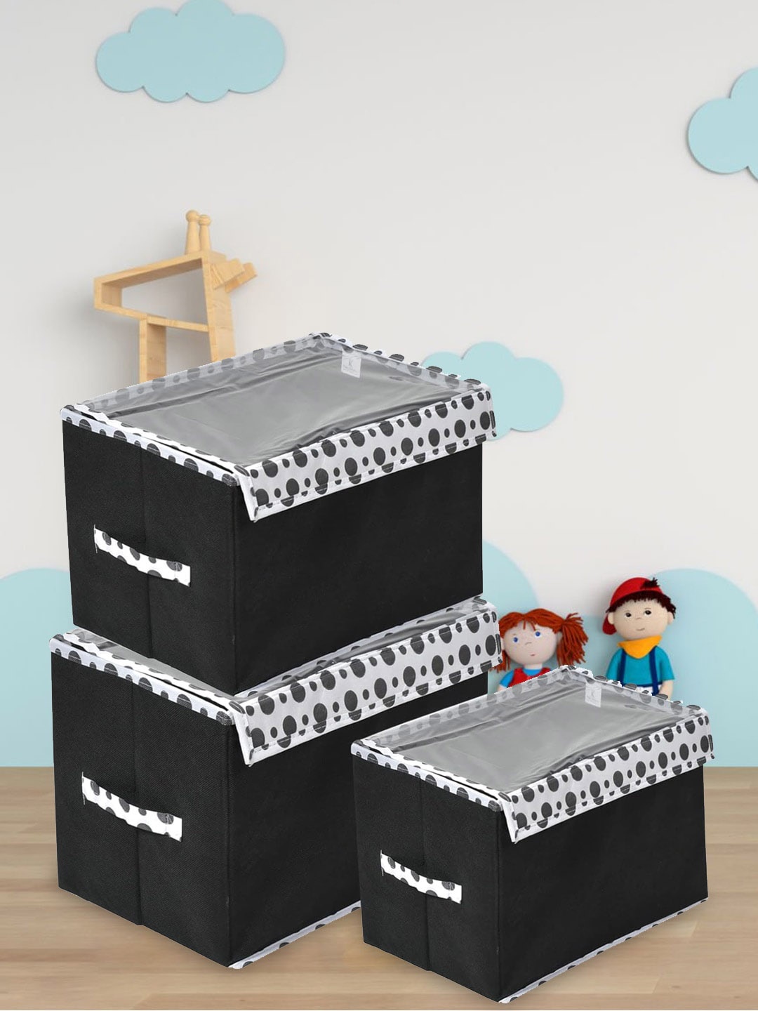 

Kuber Industries Black 3 Pieces Foldable Storage Organisers