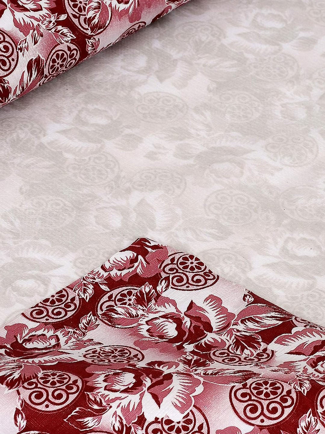 

Kuber Industries Maroon & White Floral Printed Shelf Mat