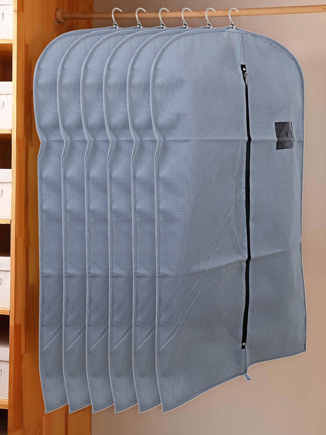 

Kuber Industries 6 Pcs Grey Non Woven Foldable Suit Organizers