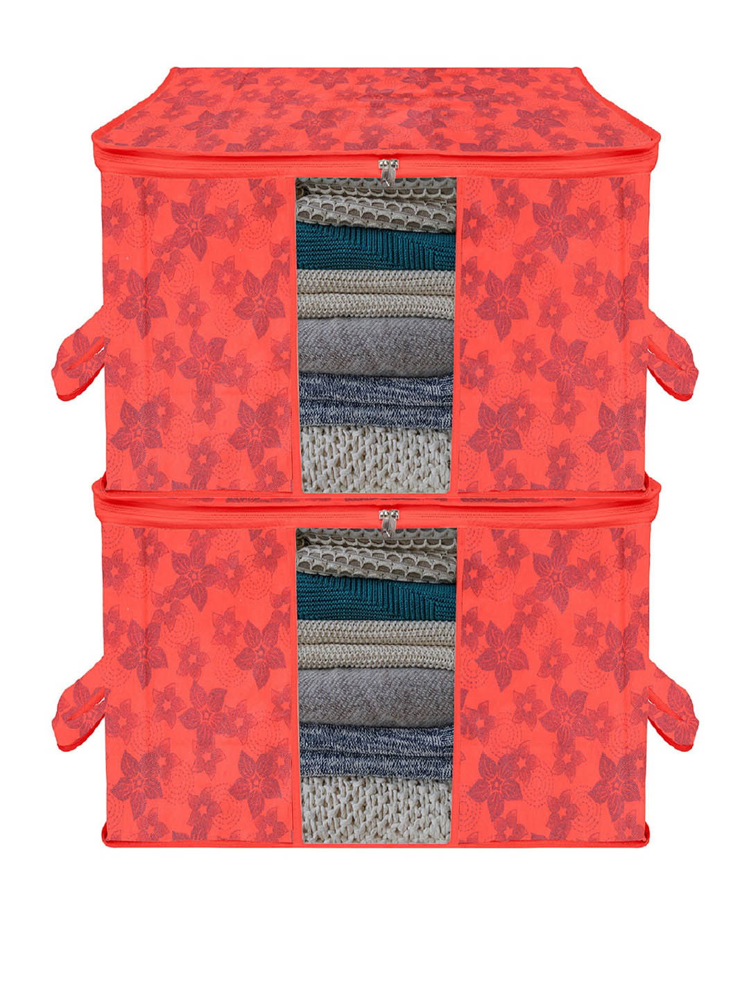 

Kuber Industries Maroon 2 Pieces Printed Storage Organisers