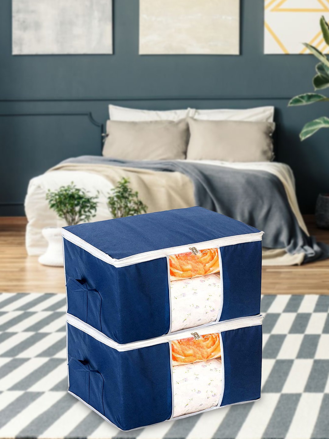 

Kuber Industries Blue 6 Pieces Foldable Wardrobe Organisers