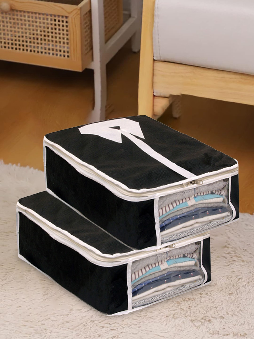 

Kuber Industries Black 2 Pieces Printed Saree Organizers