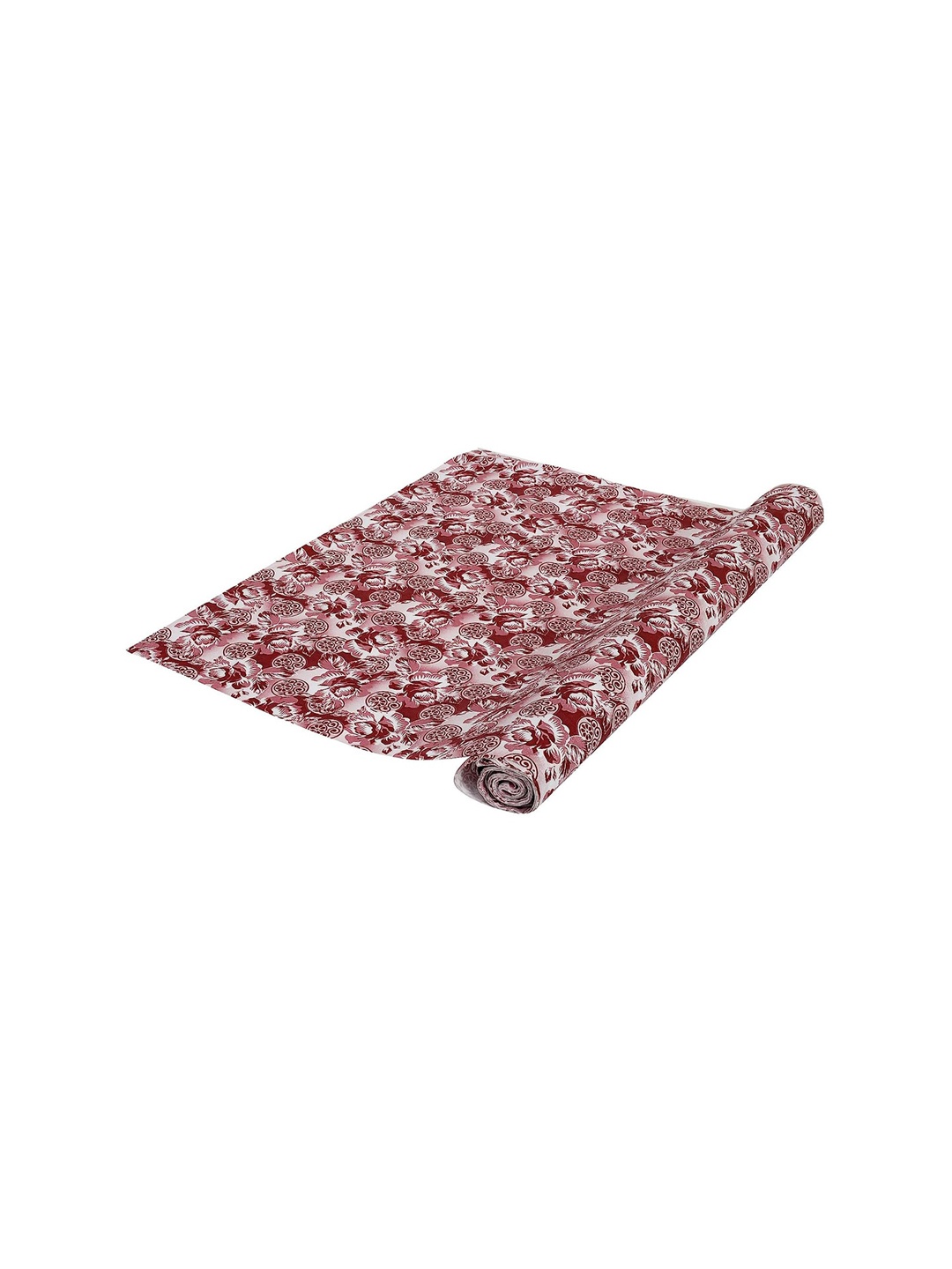 

Kuber Industries Maroon & White Floral Printed Anti Slip Shelf Liner Roll - 5 M
