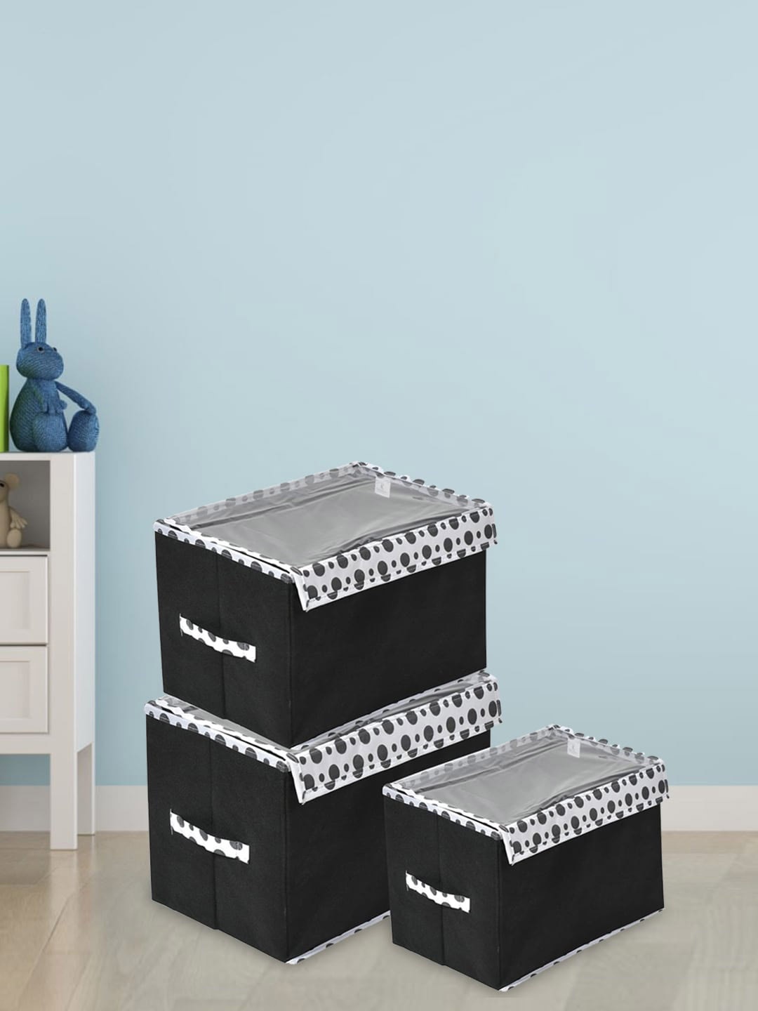 

Kuber Industries Black 3-Pieces Foldable Storage Organisers