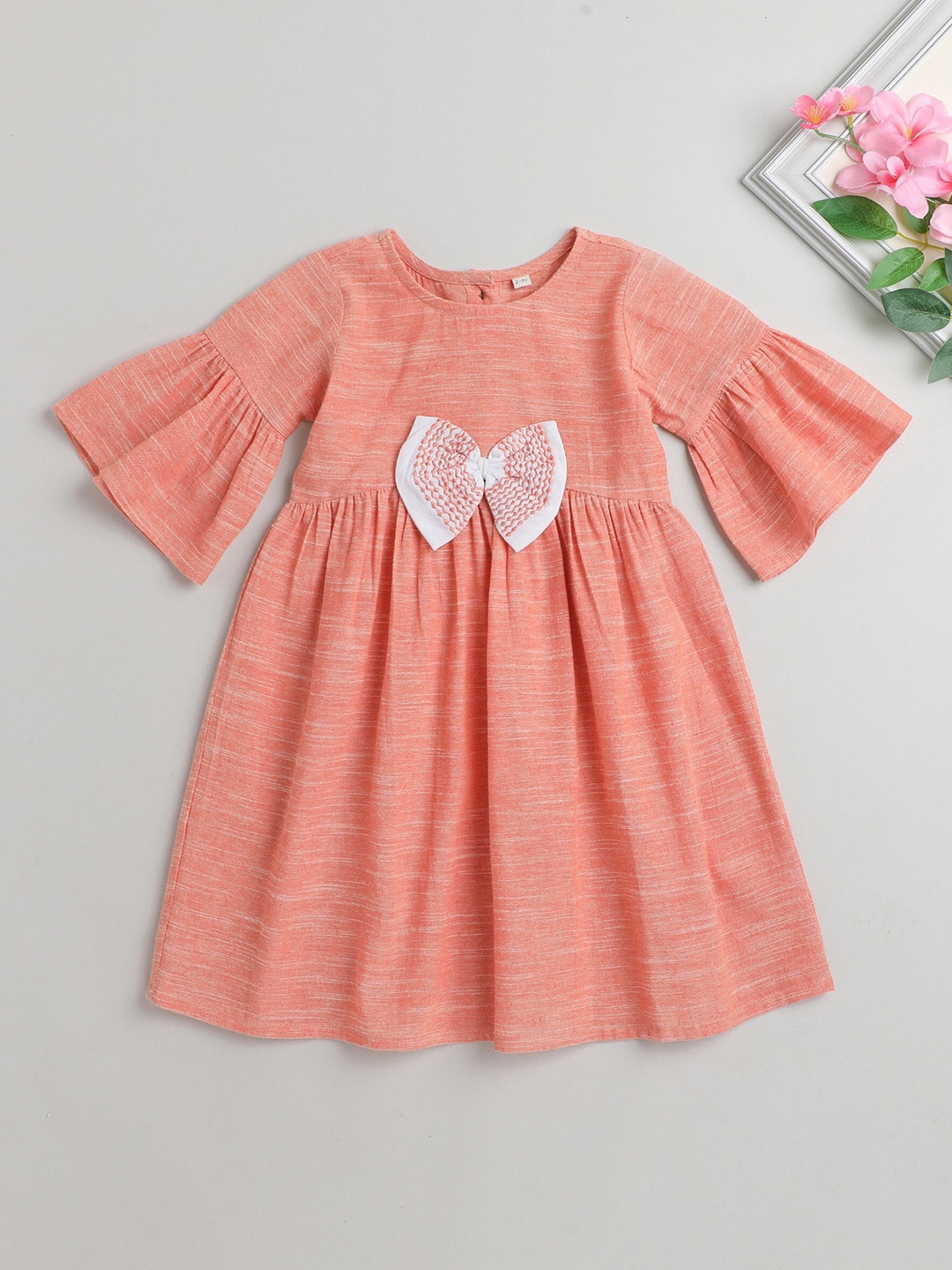 

The Magic Wand Girls Bell Sleeve A-Line Dress, Peach