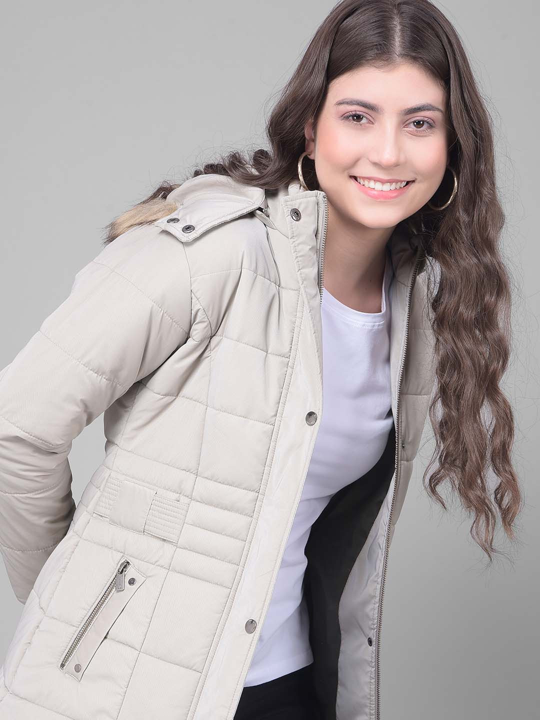 

Crimsoune Club Faux Fur Trim Detail Hooded Puffer Jacket, Grey
