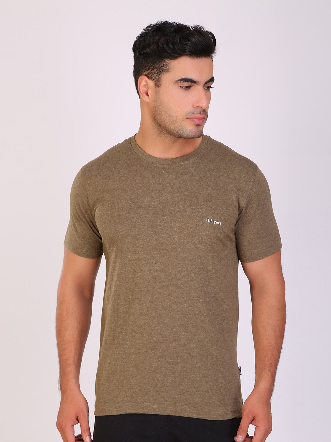 

HiFlyers Round Neck Short Sleeves Cotton T-shirt, Green