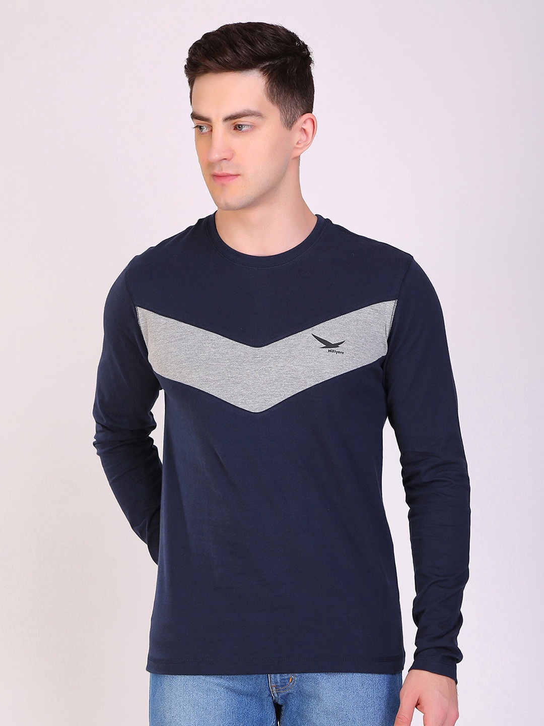 

HiFlyers Colourblocked Cotton T-Shirt, Navy blue