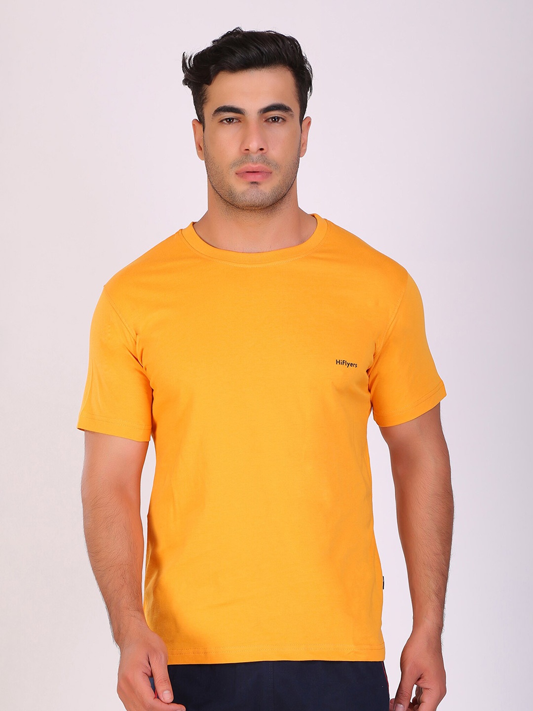 

HiFlyers Round Neck Regular Fit Cotton T-shirt, Yellow