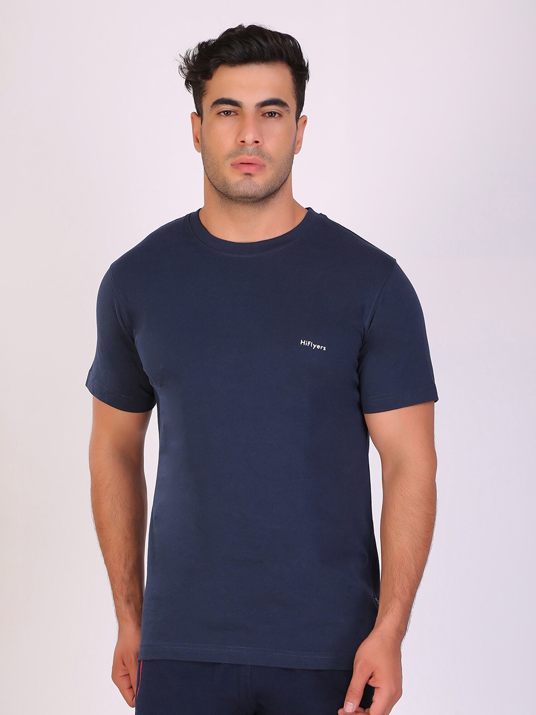 

HiFlyers Round Neck Regular Fit Cotton T-shirt, Navy blue