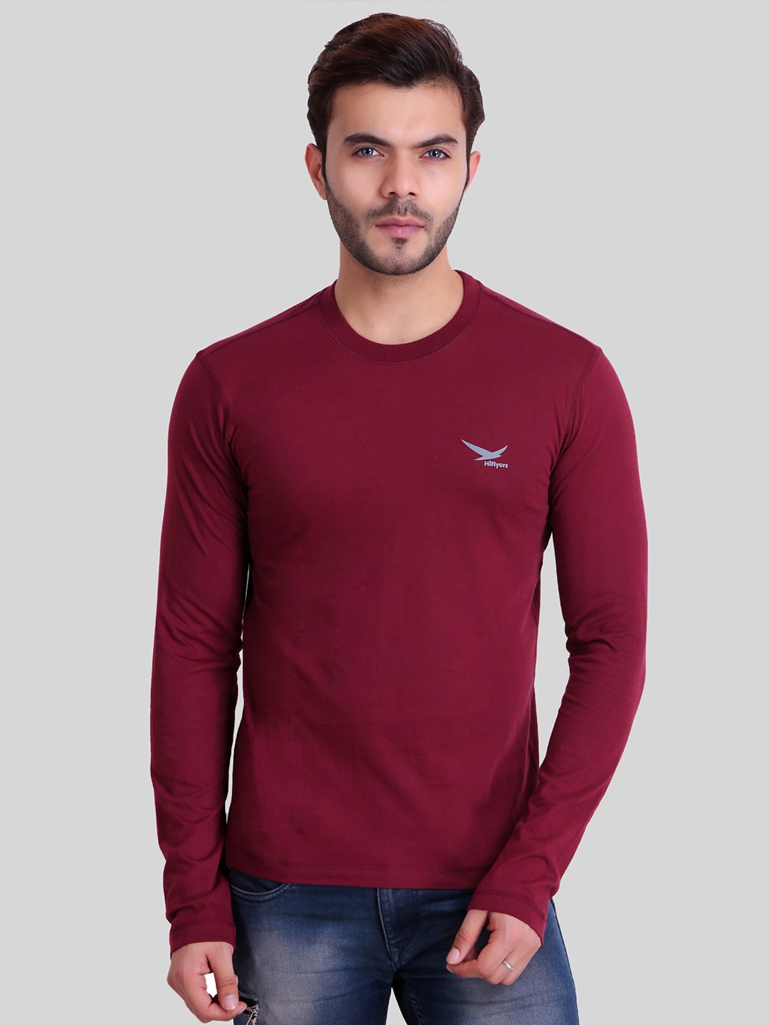 

HiFlyers Cotton Round Neck T-shirt, Maroon