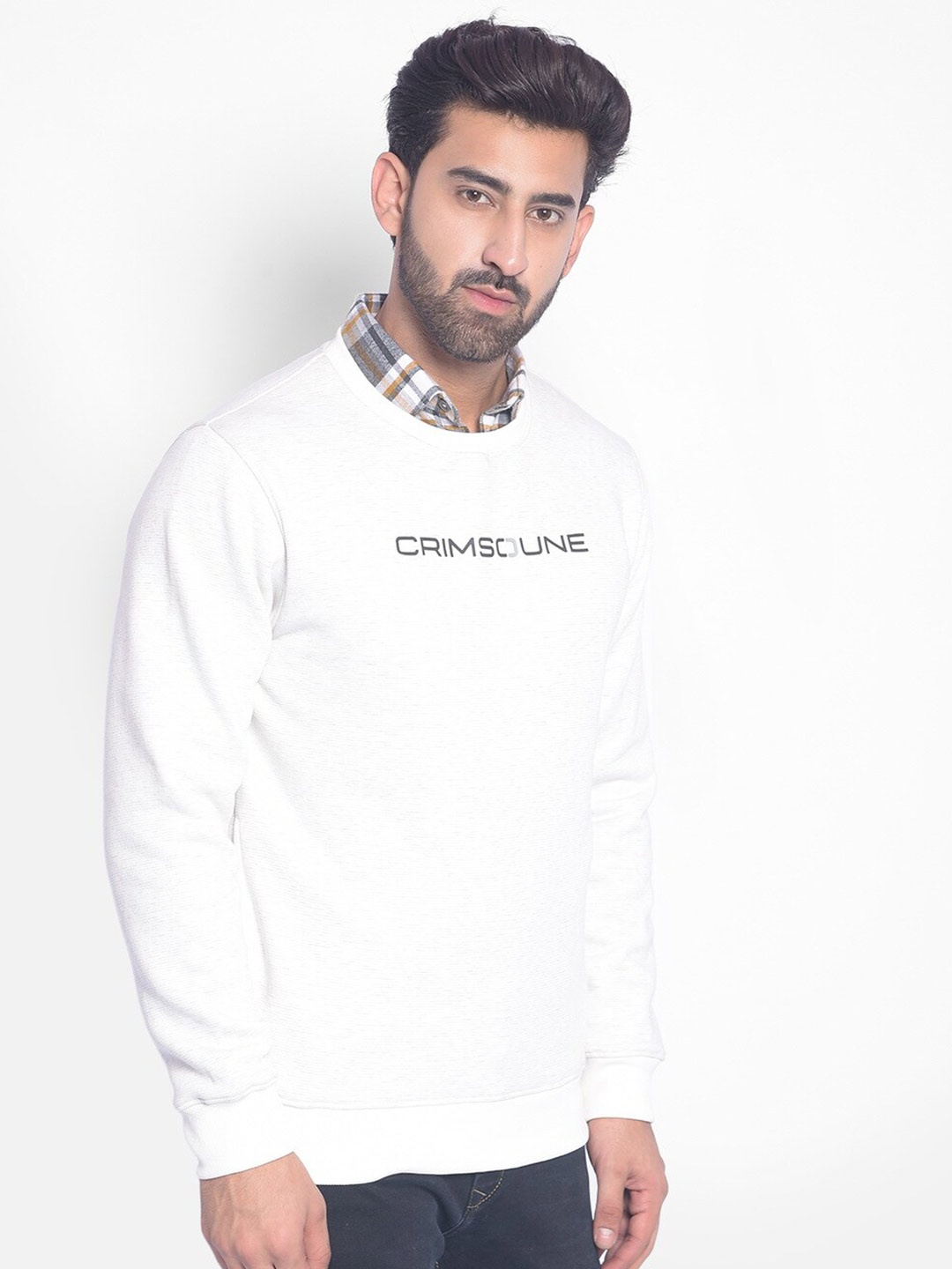 

Crimsoune Club Typography Printed Pullover Sweatshirt, White