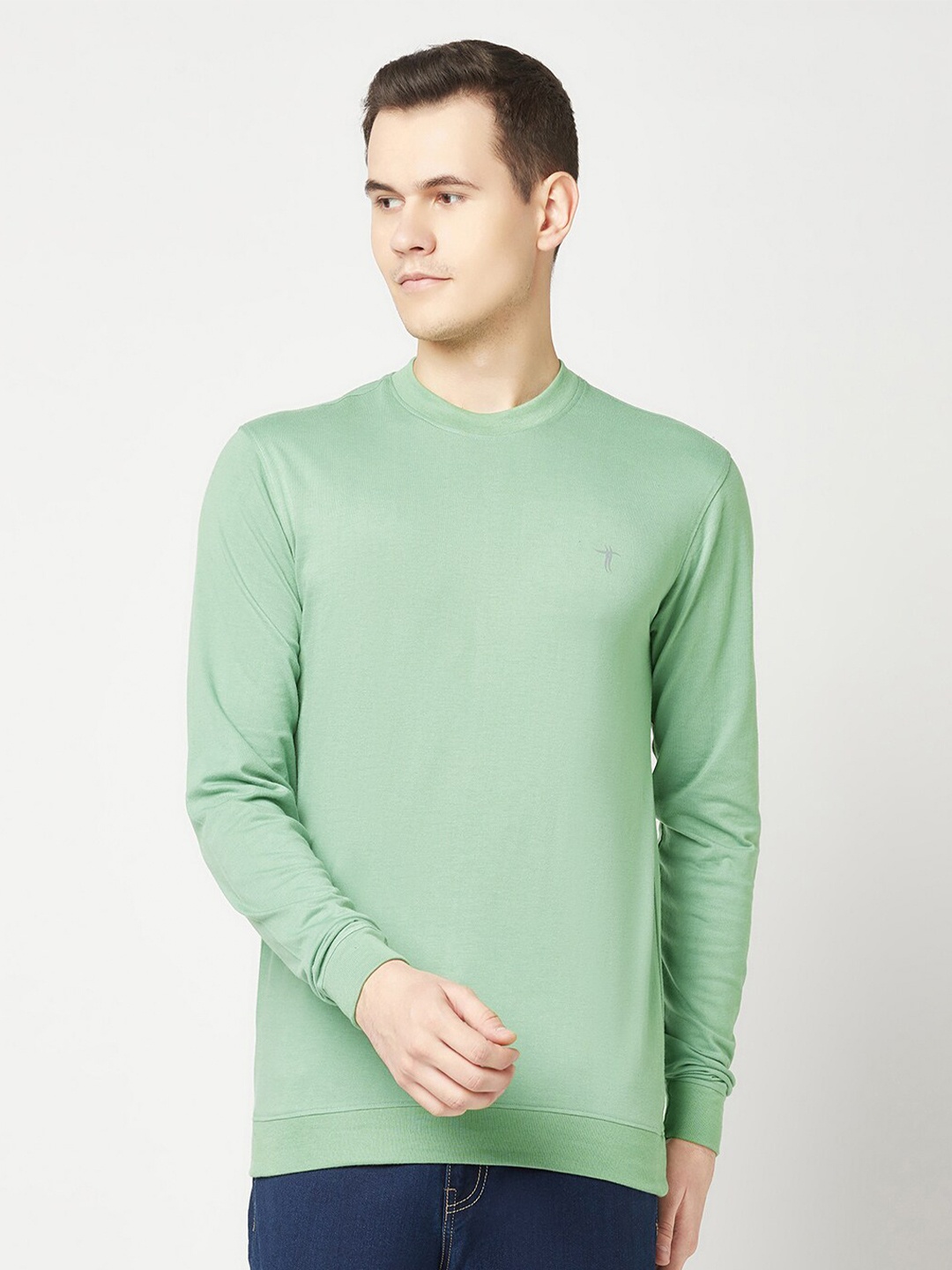 

T.T. Round Neck Regular Fit Sweatshirt, Green
