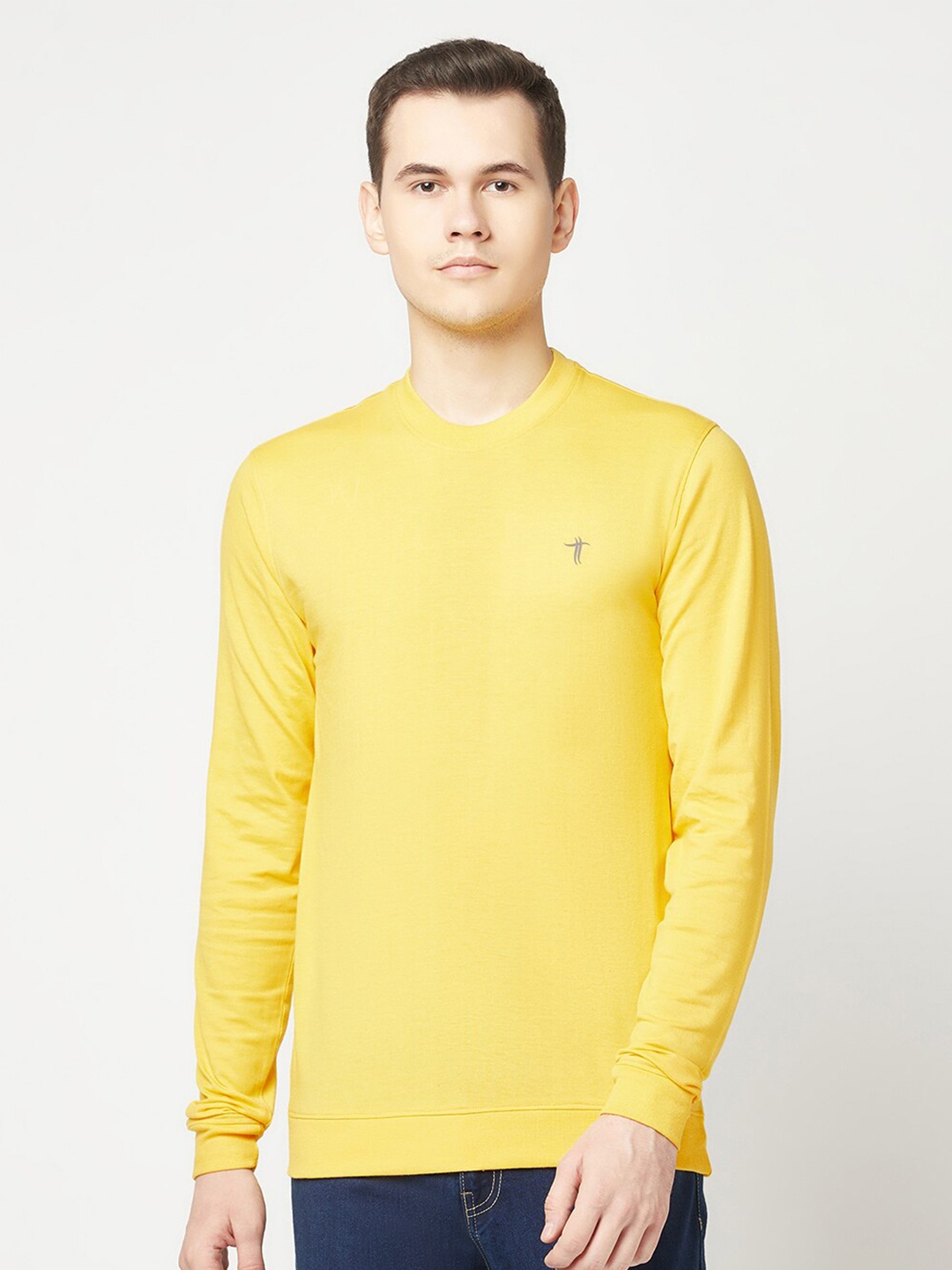 

T.T. Round Neck Regular Fit Sweatshirt, Yellow