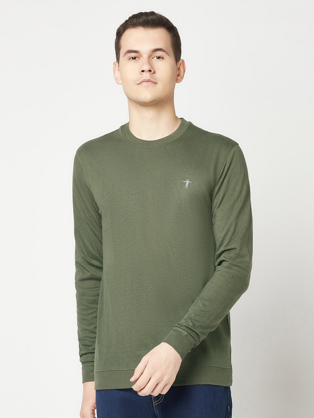 

T.T. Round Neck Regular Fit Sweatshirt, Green
