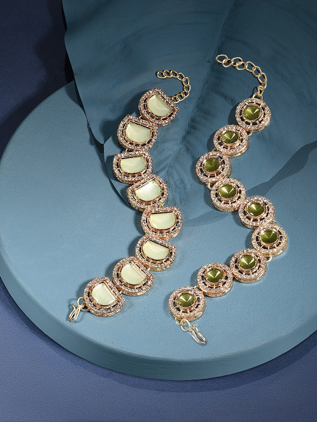 

Zaveri Pearls Set Of 2 Gold-Plated Wraparound Bracelet