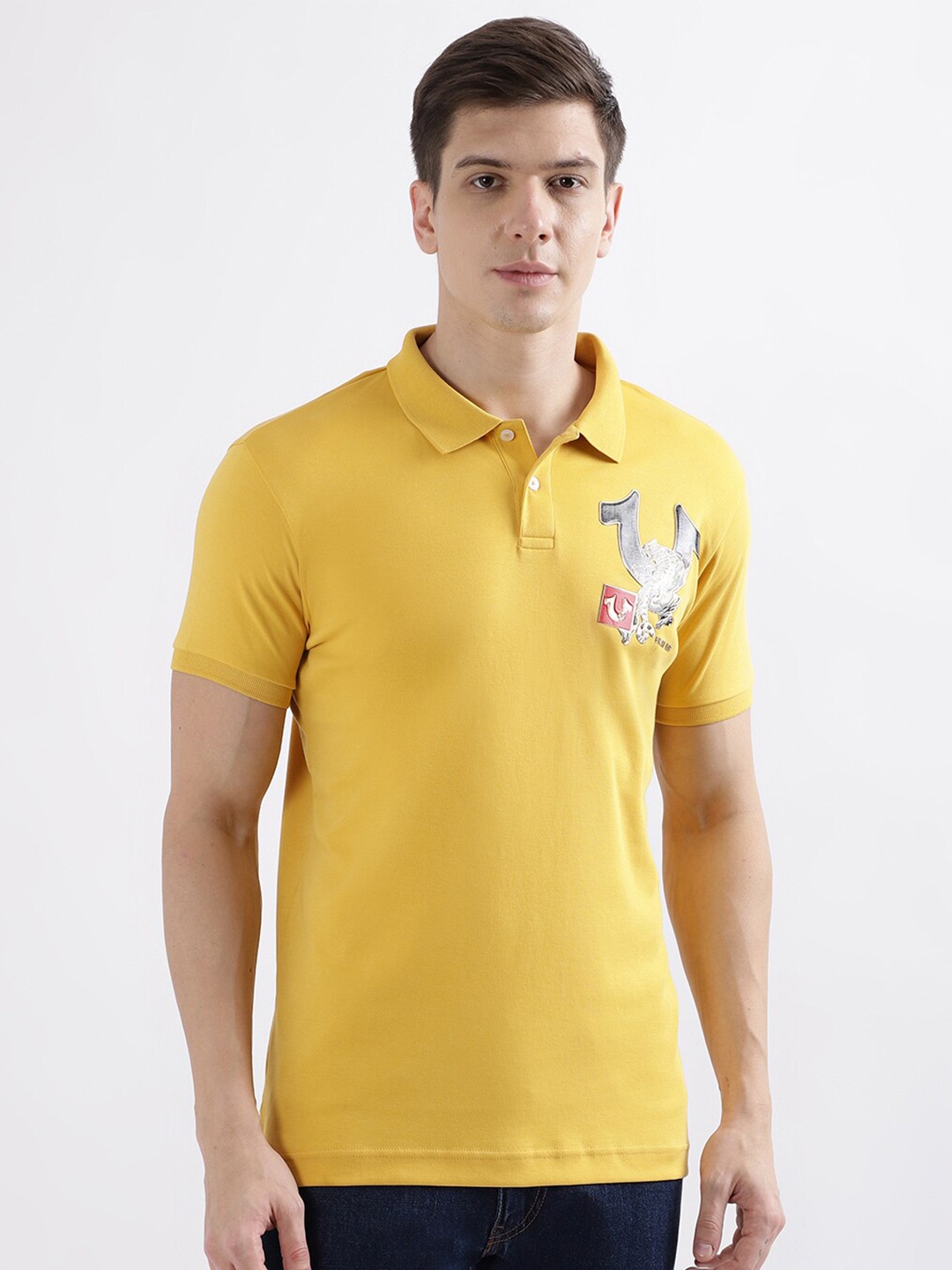 

True Religion Polo Collar Cotton T-shirt, Yellow