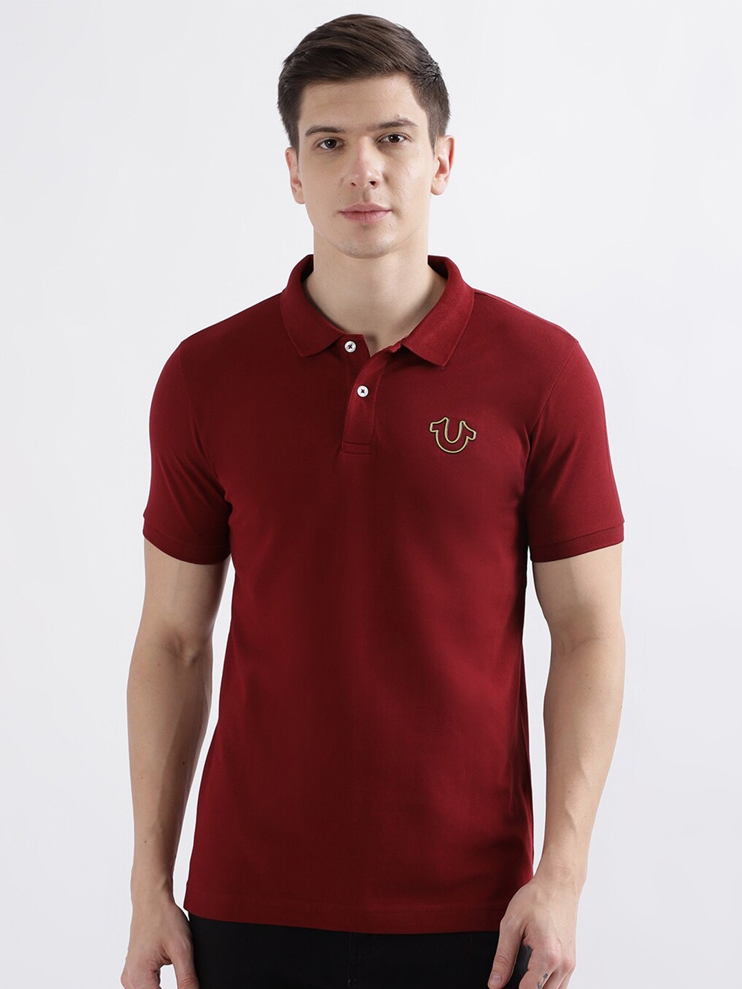 

True Religion Polo Collar Cotton T-shirt, Maroon
