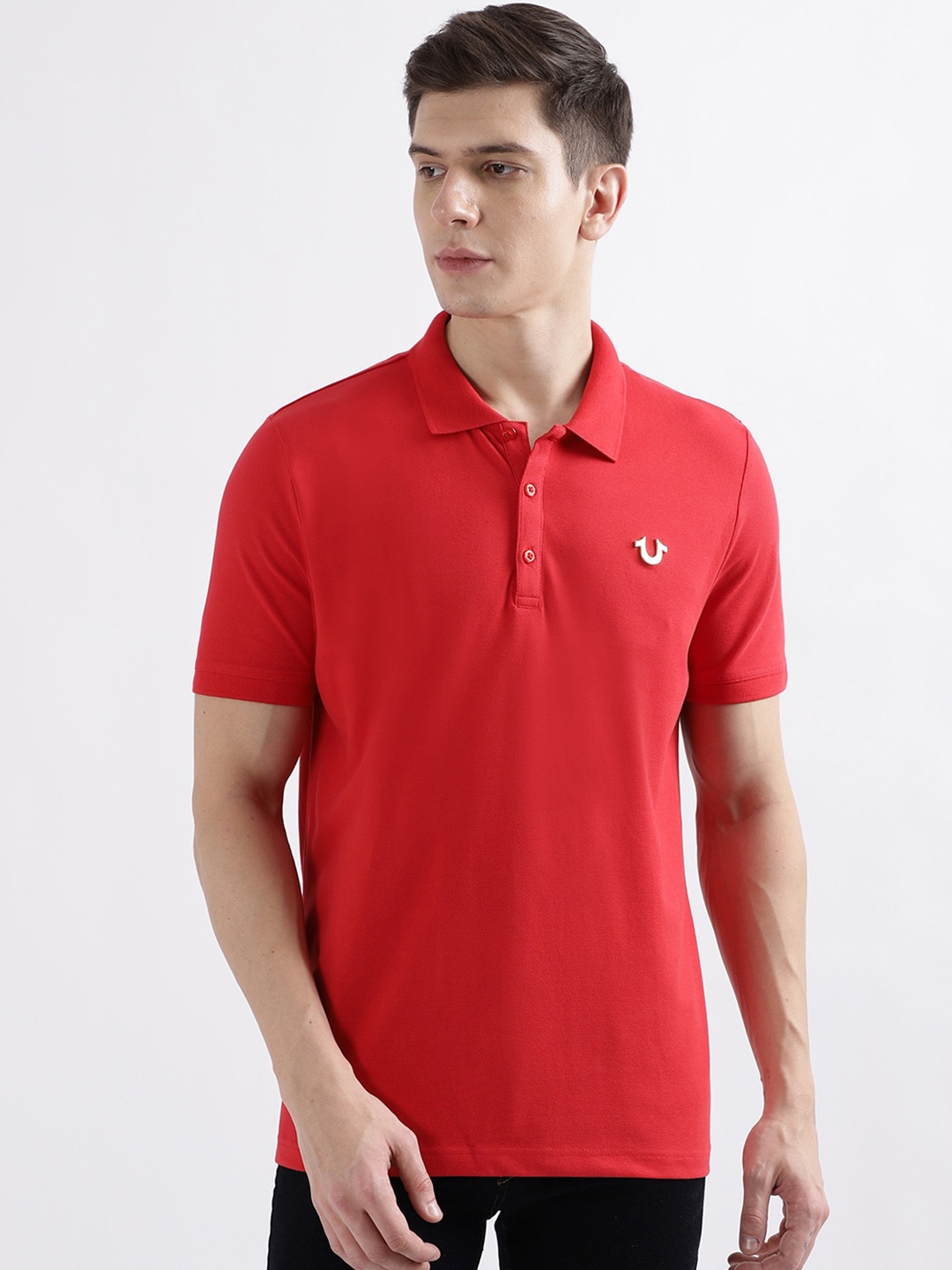 

True Religion Polo Collar Cotton T-shirt, Red