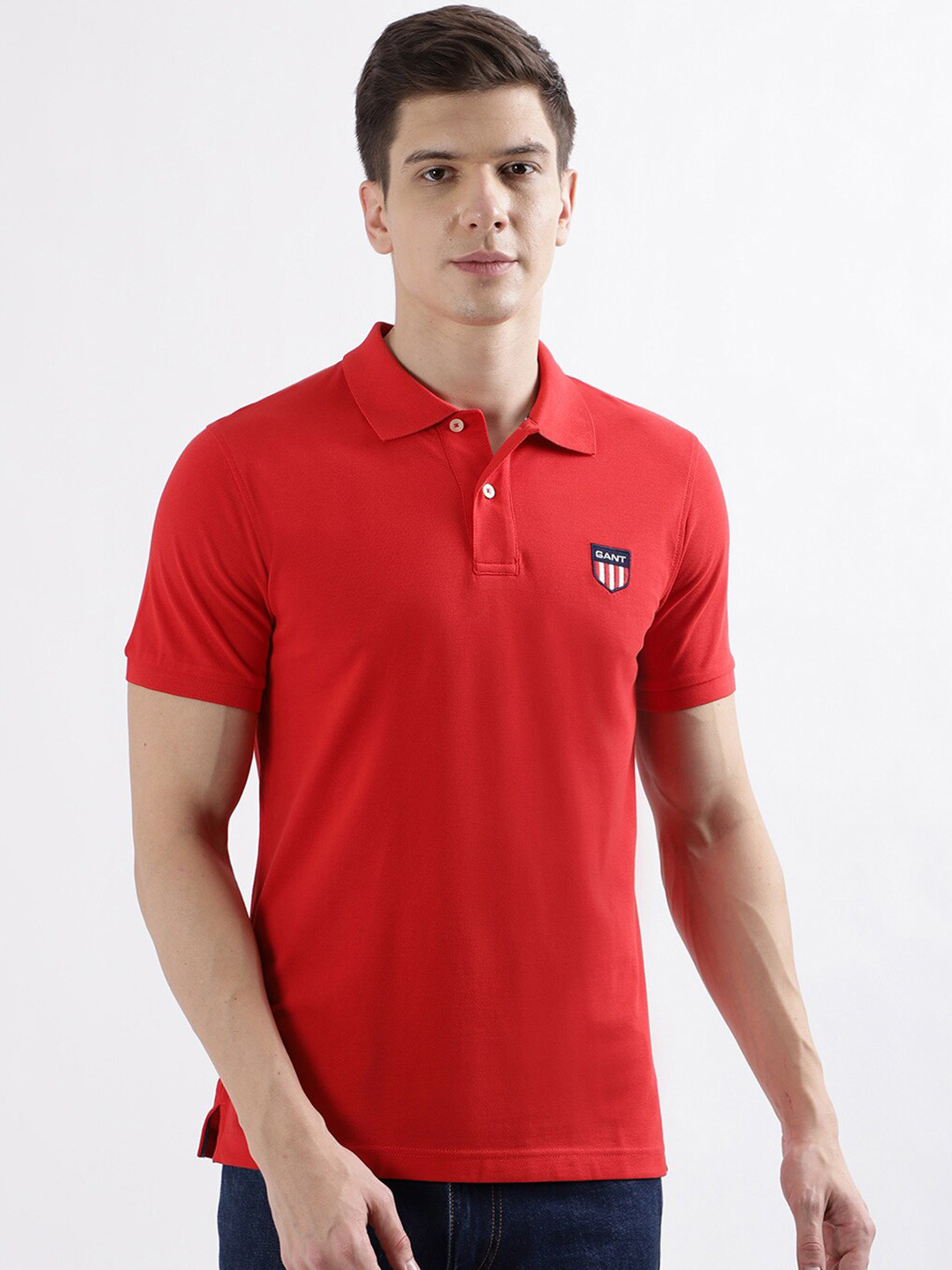 

GANT Polo Collar Short Sleeves Cotton T-Shirt, Red