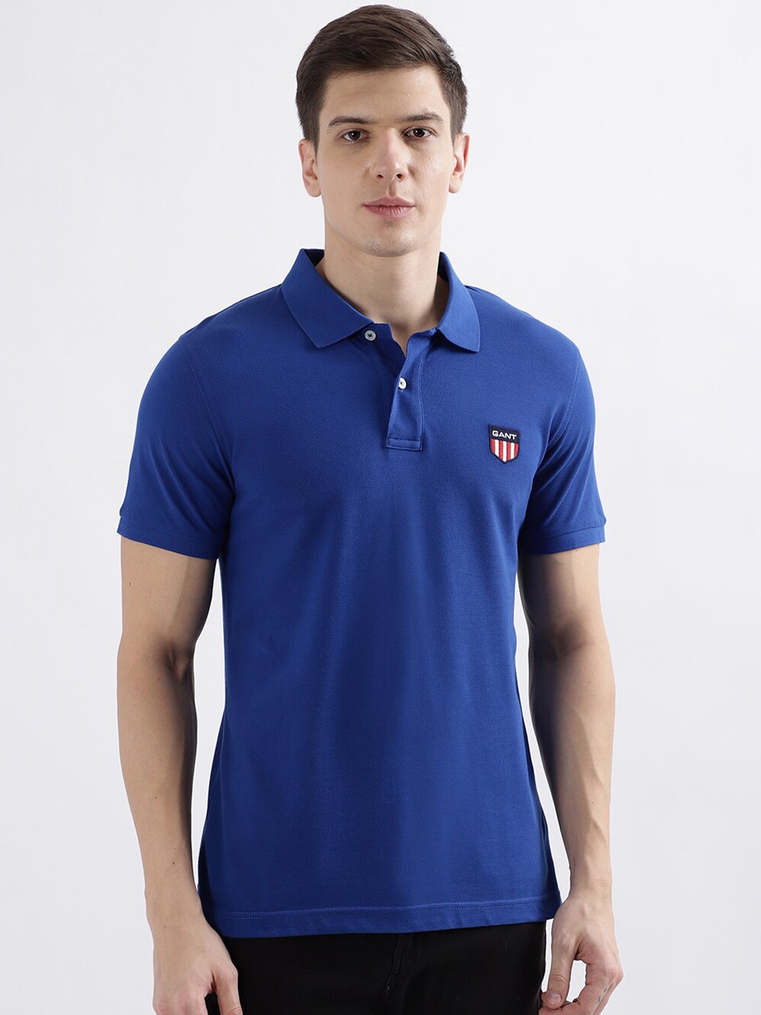 

GANT Polo Collar Short Sleeves Pure Cotton T-shirt, Blue