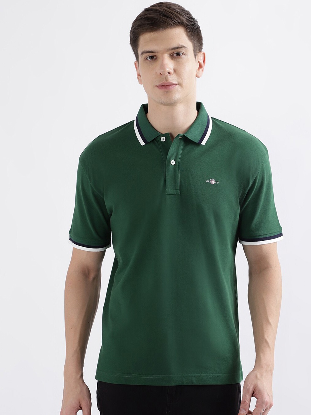 

GANT Polo Collar Short Sleeves Relaxed Fit Pure Cotton T-shirt, Green