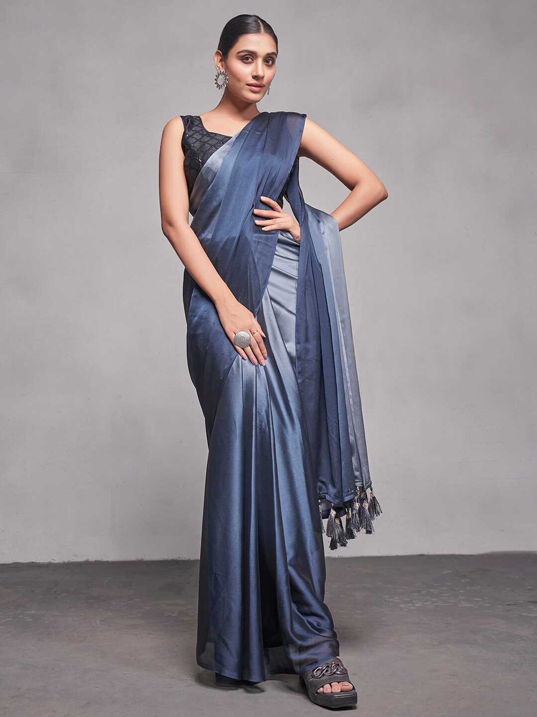 

Kalista Ombre Dyed Pure Georgette Saree, Grey