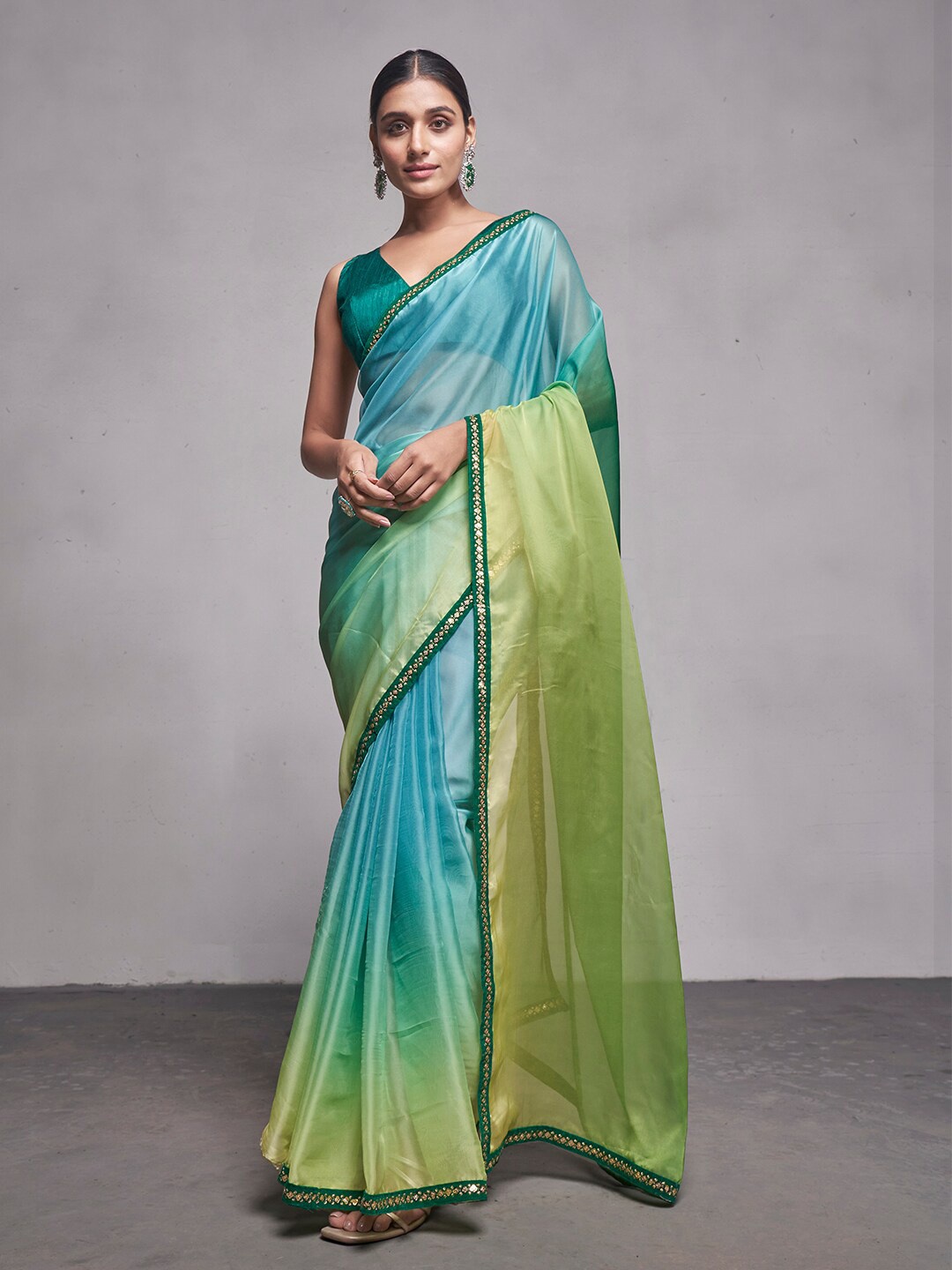 

Kalista Ombre Organza Saree, Blue