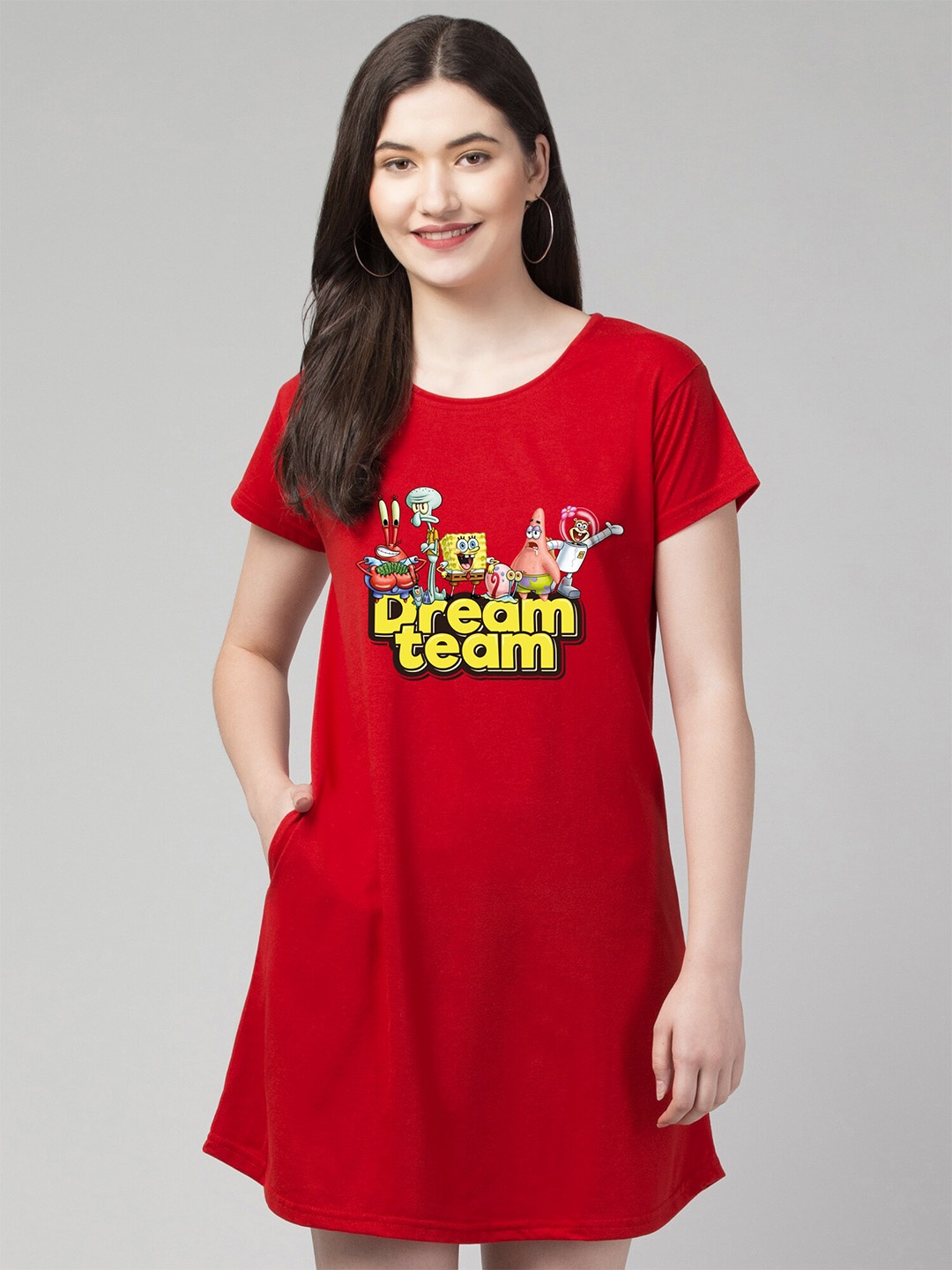 

FFLIRTYGO Graphic Printed Nightdress, Red